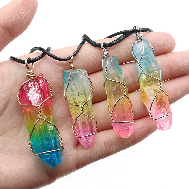 Hot Selling Stone Crystal Pillar Tree Of Life Pendant Ins Fashion Necklace - Expo GWhite1PCS0