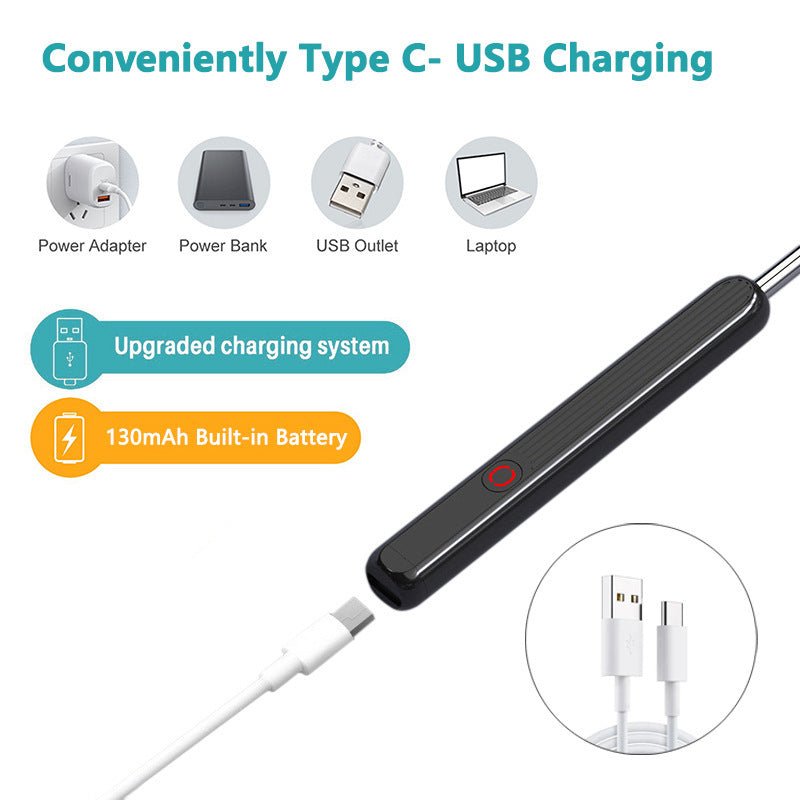 NE3 Ear Cleaner Otoscope Ear Wax Removal Tool With Camera LED Light Wireless Ear Endoscope Ear Cleaning Kit For I - phone - Expo GBlackUSB0