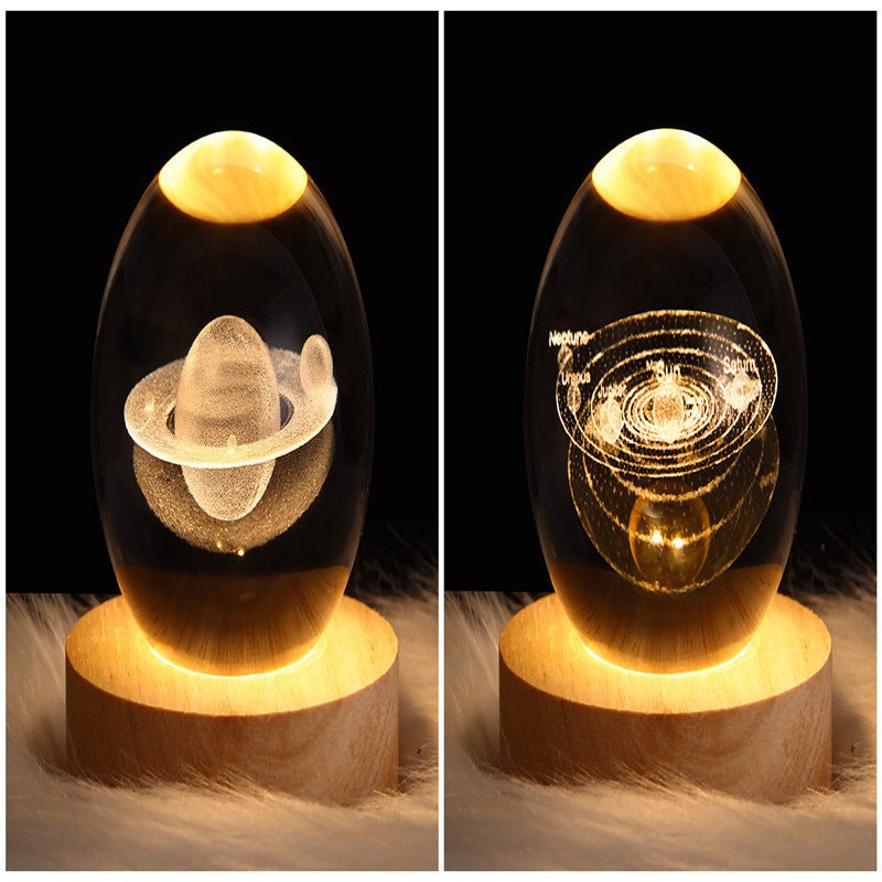 LED Night Light Galaxy Crystal Ball Table Lamp 3D Planet Moon Lamp Bedroom Home Decor For Kids Party Children Birthday Gifts - Expo GSolid Wood SeatSet4USB0