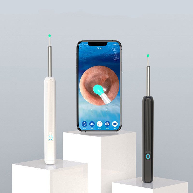 NE3 Ear Cleaner Otoscope Ear Wax Removal Tool With Camera LED Light Wireless Ear Endoscope Ear Cleaning Kit For I - phone - Expo GBlackUSB0