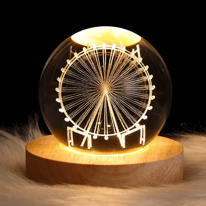 Luminous Starry Sky And Planets Moon Moon Crystal Ball Small Night Lamp Projection Ambience Light Creative Gift New Strange Gift - Expo GSolid Wood Lamp HolderNebula 6CM0