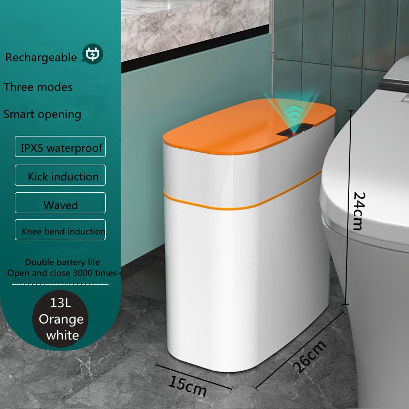 Smart Trash Can With Lid For Bedroom And Living Room Kitchen Storage Box Trash Can Induction Small Car Box Automatic Smart Dustbin Smart Trash Bin - Expo GOrange13L0