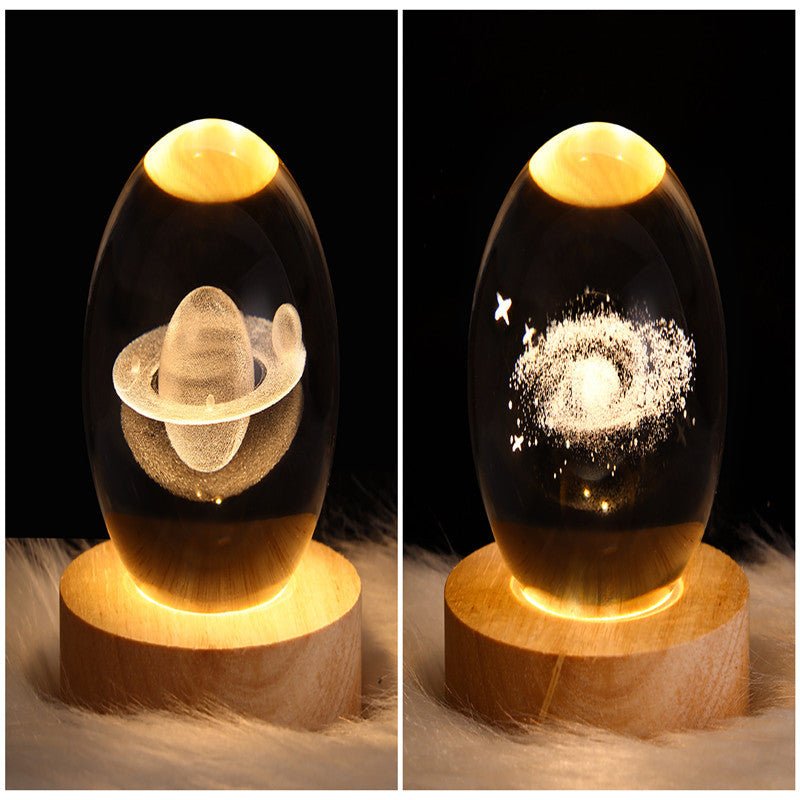 LED Night Light Galaxy Crystal Ball Table Lamp 3D Planet Moon Lamp Bedroom Home Decor For Kids Party Children Birthday Gifts - Expo GSolid Wood SeatSet3USB0