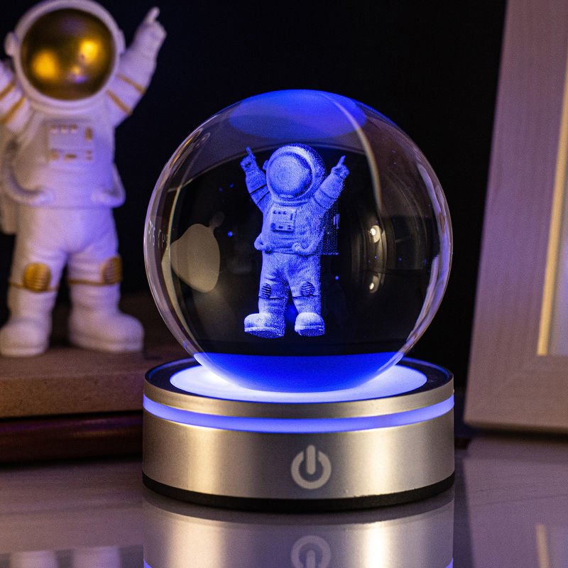 Creative 3D Inner Carving Luminous Crystal Ball Colorful Gradient Small Night Lamp Home Decorations Gifts Selection - Expo GAstronaut8cm0
