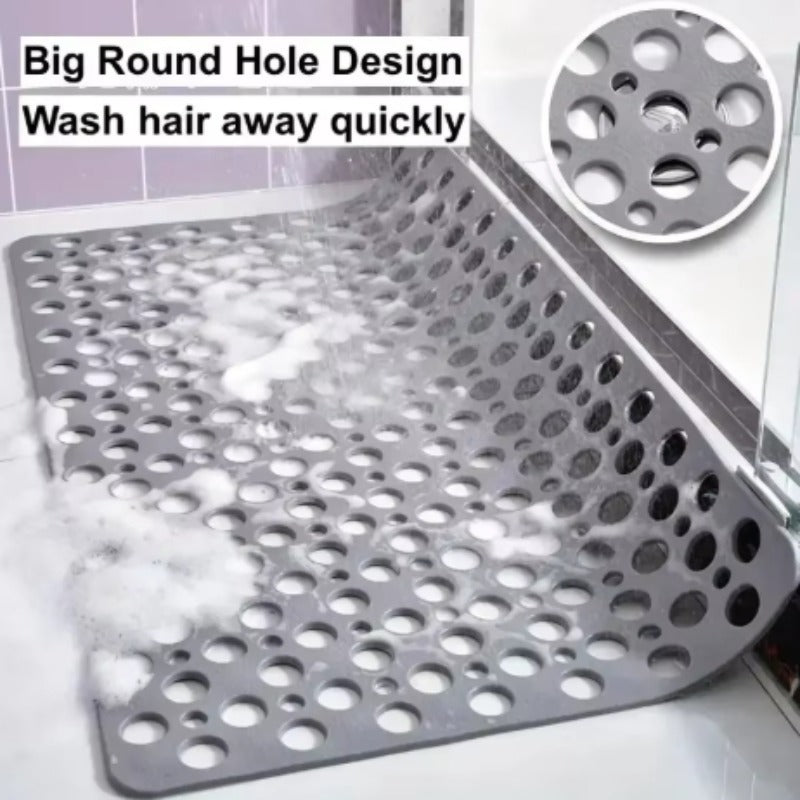 Square Non - slip Bathroom Mat With Suction Cup And Round Hole Design Shower Anti - fall Household Shower Massage Quick Drainage Mat - Expo GPink53X53cm0