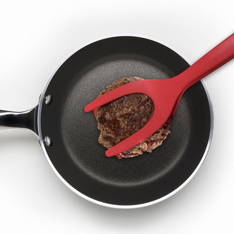 2 In 1 Grip And Flip Tongs Egg Spatula Tongs Clamp Pancake Fried Egg French Toast Omelet Overturned Kitchen Accessories - Expo GGrey0