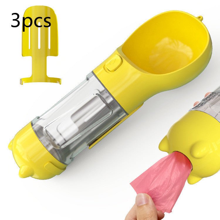 Pet Water Bottle Feeder Bowl Garbage Bag Storage Portable Pet Outdoor Travel 3 In 1 Dog Water Bottle - Expo GYellow 3pcs300ml0