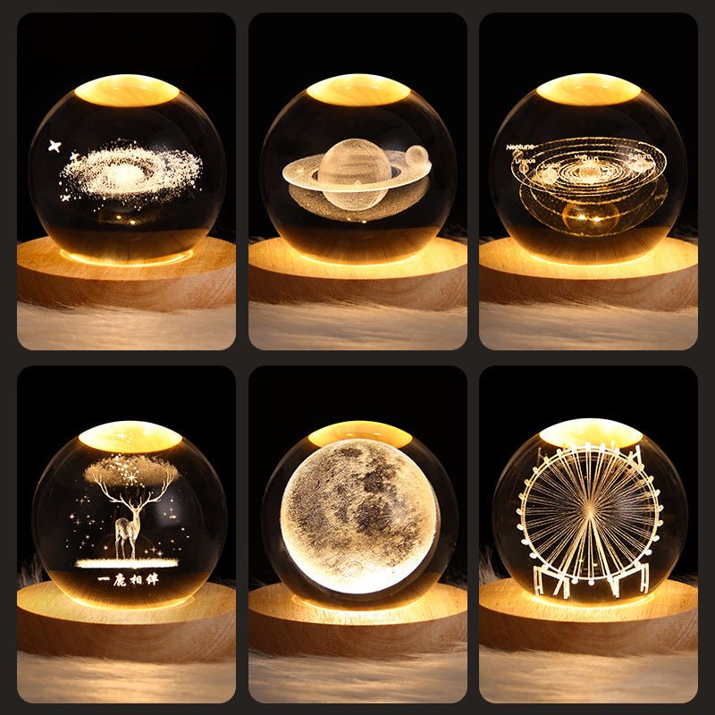 LED Night Light Galaxy Crystal Ball Table Lamp 3D Planet Moon Lamp Bedroom Home Decor For Kids Party Children Birthday Gifts - Expo GSolid Wood SeatFerris Wheel 6CMUSB0