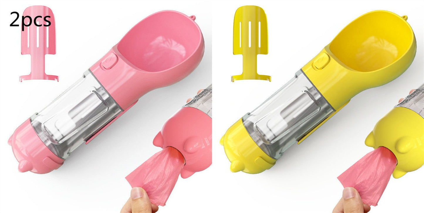 Pet Water Bottle Feeder Bowl Garbage Bag Storage Portable Pet Outdoor Travel 3 In 1 Dog Water Bottle - Expo GPink 2pcs yellow.300ml0