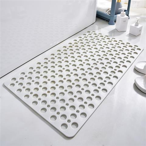 Square Non - slip Bathroom Mat With Suction Cup And Round Hole Design Shower Anti - fall Household Shower Massage Quick Drainage Mat - Expo GWhite53X53cm0