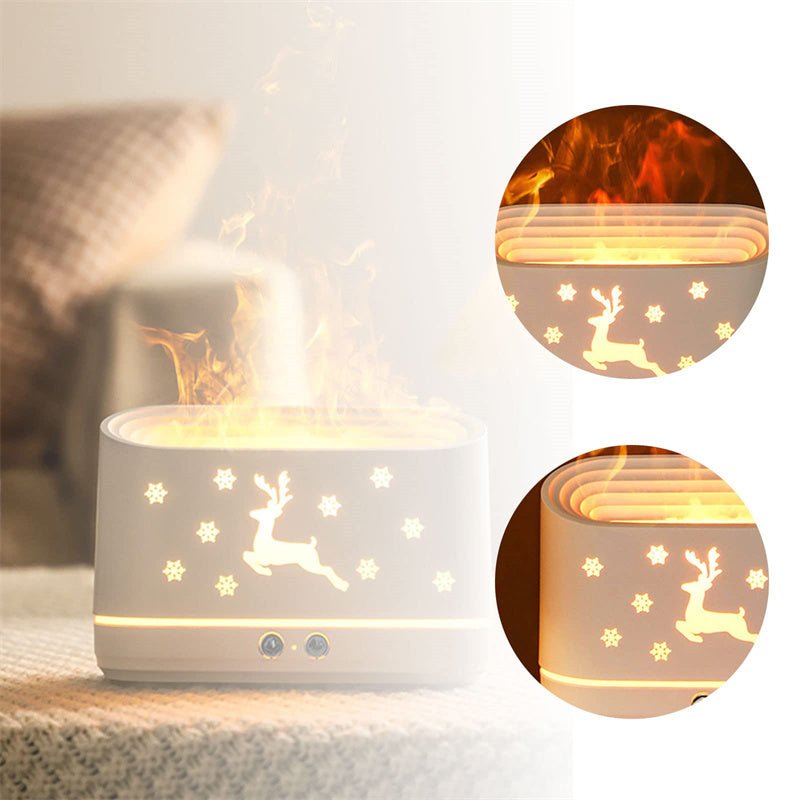 Elk Flame Humidifier Diffuser Mute Household Atmosphere Lamp Christmas Home Decorations - Expo GWhiteUSB0