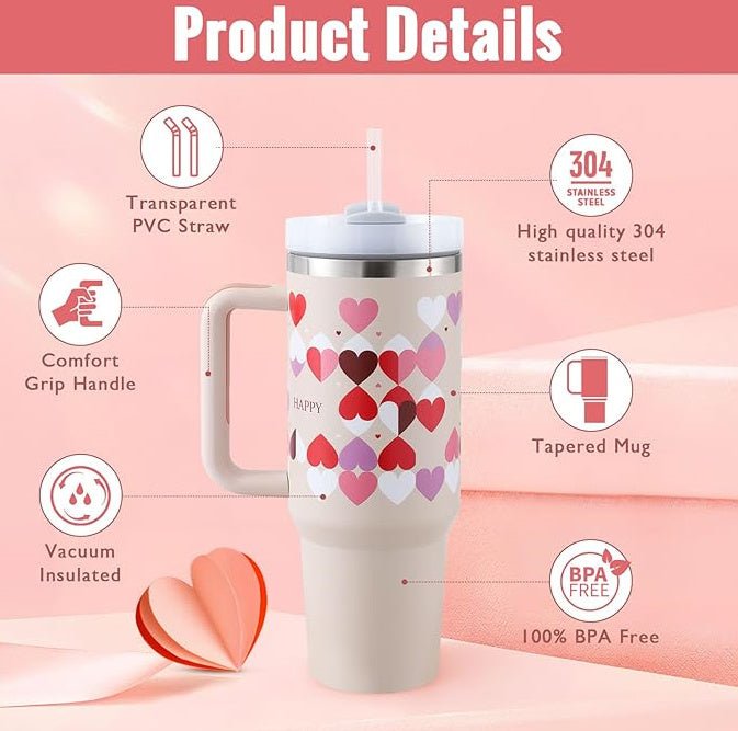 40 Oz Tumbler With Handle Straw Insulated, Stainless Steel Spill Proof Vacuum Coffee Cup Tumbler With Lid Tapered Mug Gifts For Valentine Lover Suitable For Car Gym Office Travel - Expo GLight Green1200ML1PC0