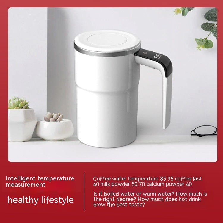 Electric Coffee Mug USB Rechargeable Automatic Magnetic Cup IP67 Waterproof Food - Safe Stainless Steel For Juice Tea Milksha Kitchen Gadgets - Expo GWhiteUSB0