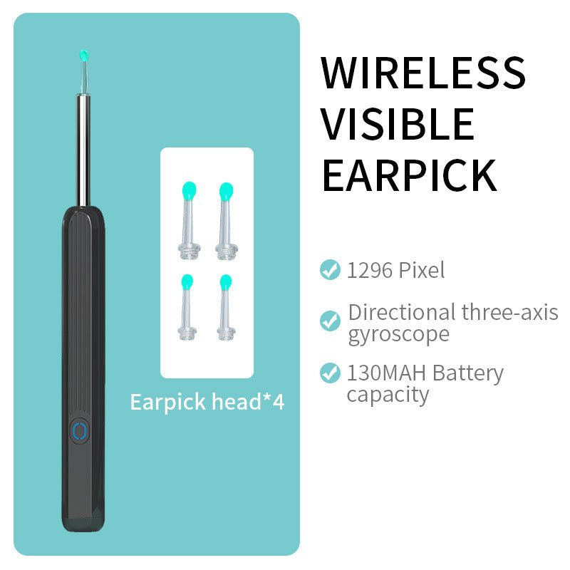 NE3 Ear Cleaner Otoscope Ear Wax Removal Tool With Camera LED Light Wireless Ear Endoscope Ear Cleaning Kit For I - phone - Expo GBlackUSB0