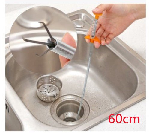 60CM Sewer Dredger Spring Pipe Dredging Tool Household Hair Cleaner Drain Clog Remover Cleaning Tools Household For Kitchen Sink Kitchen Gadgets - Expo GYellow 60cm0