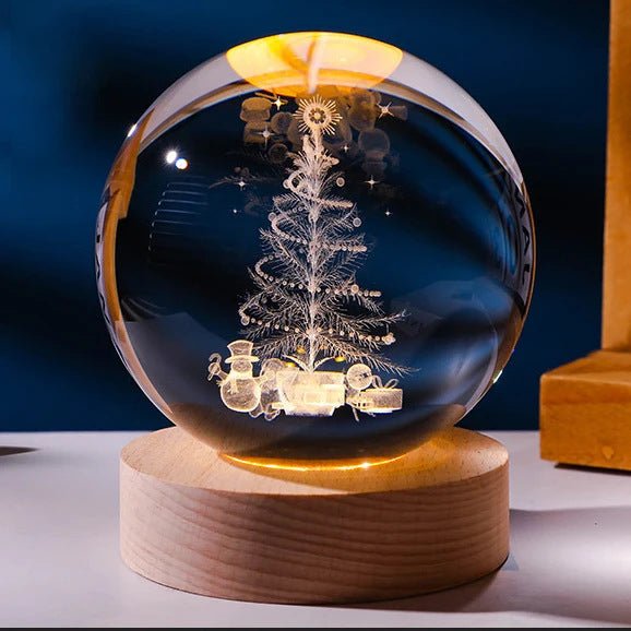 Luminous Starry Sky And Planets Moon Moon Crystal Ball Small Night Lamp Projection Ambience Light Creative Gift New Strange Gift - Expo GSolid Wood Lamp HolderTree 6cm crystal ball0