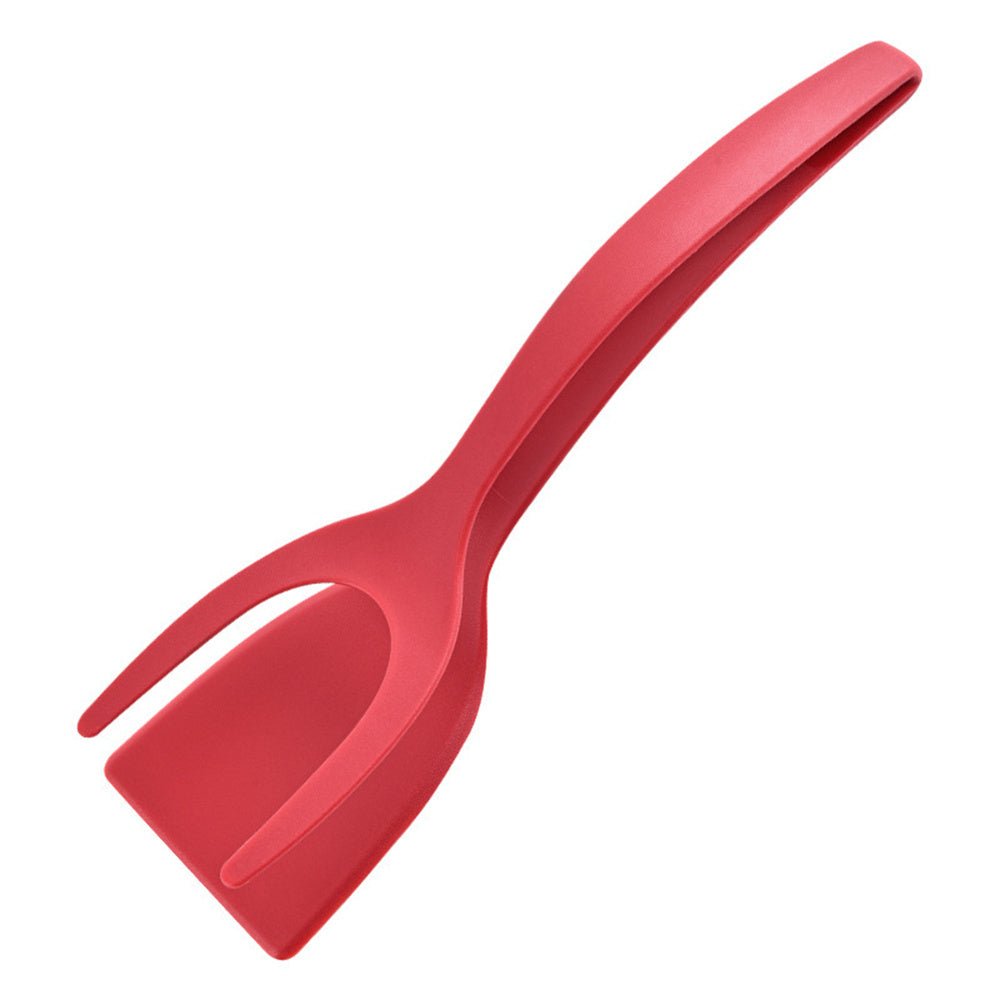 2 In 1 Grip And Flip Tongs Egg Spatula Tongs Clamp Pancake Fried Egg French Toast Omelet Overturned Kitchen Accessories - Expo GRed0