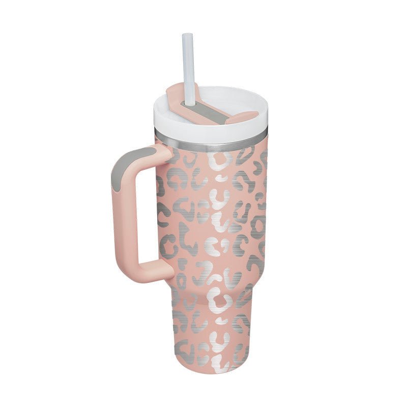 40 Oz Tumbler With Handle Straw Insulated, Stainless Steel Spill Proof Vacuum Coffee Cup Tumbler With Lid Tapered Mug Gifts For Valentine Lover Suitable For Car Gym Office Travel - Expo GLight Grey1200ML1PC0