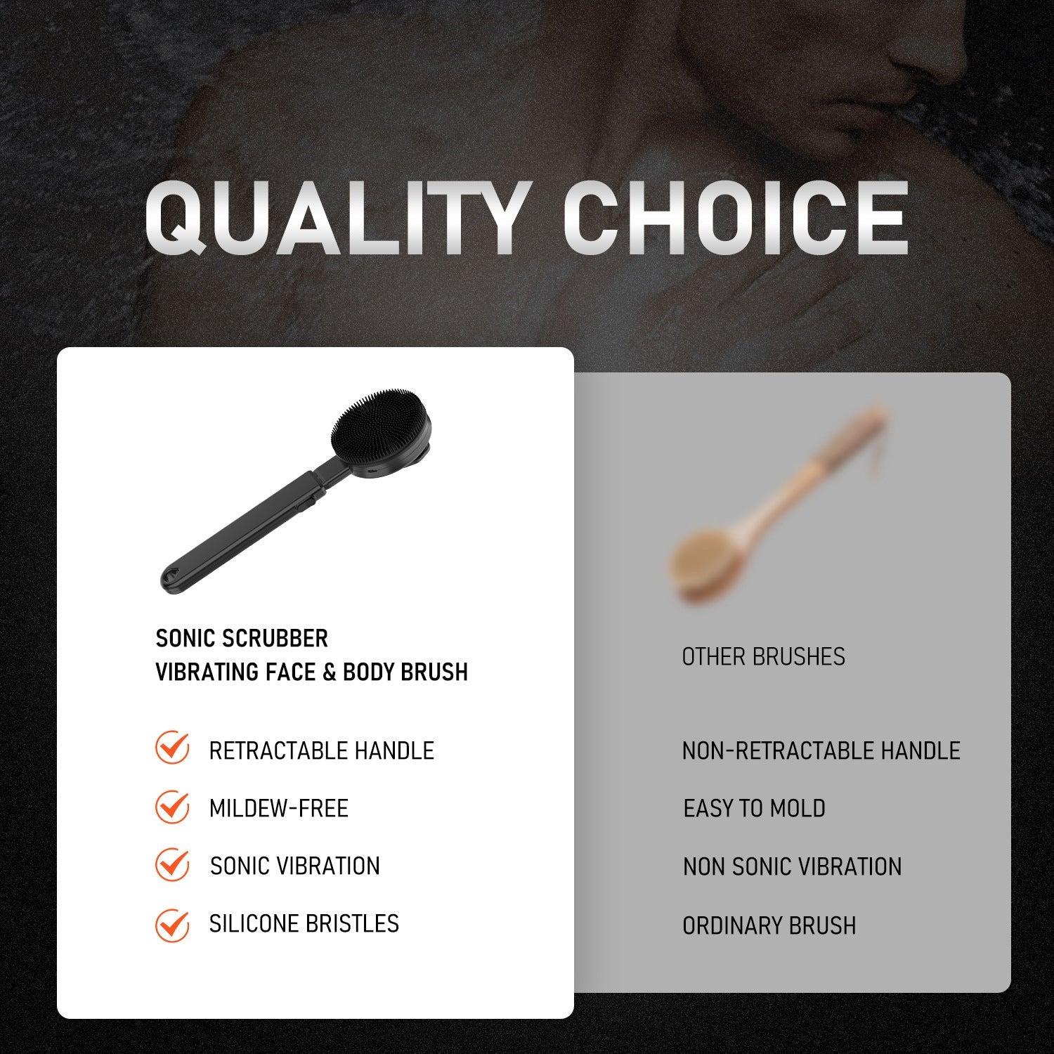 Household Electric Vibrating Shower Brush - Expo GBlackUSB0