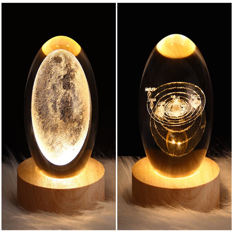 LED Night Light Galaxy Crystal Ball Table Lamp 3D Planet Moon Lamp Bedroom Home Decor For Kids Party Children Birthday Gifts - Expo GSolid Wood SeatSet7USB0