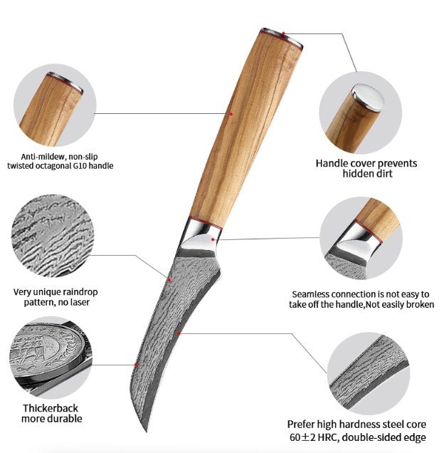 Damascus Knife Kitchen Kitchen Knife Peel Knife - Expo GSilver0