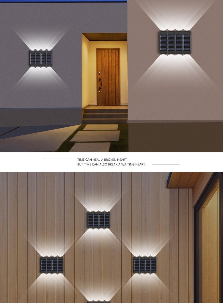 Solar Double - headed Wall Lamp Outdoor Yard Lamp Waterproof Outdoor Up - Expo GWhite Light0