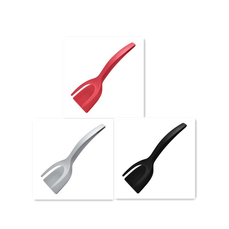 2 In 1 Grip And Flip Tongs Egg Spatula Tongs Clamp Pancake Fried Egg French Toast Omelet Overturned Kitchen Accessories - Expo GBlack Red Grey0