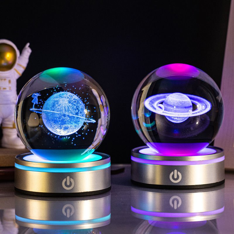 Creative 3D Inner Carving Luminous Crystal Ball Colorful Gradient Small Night Lamp Home Decorations Gifts Selection - Expo GMilky Way8cm0