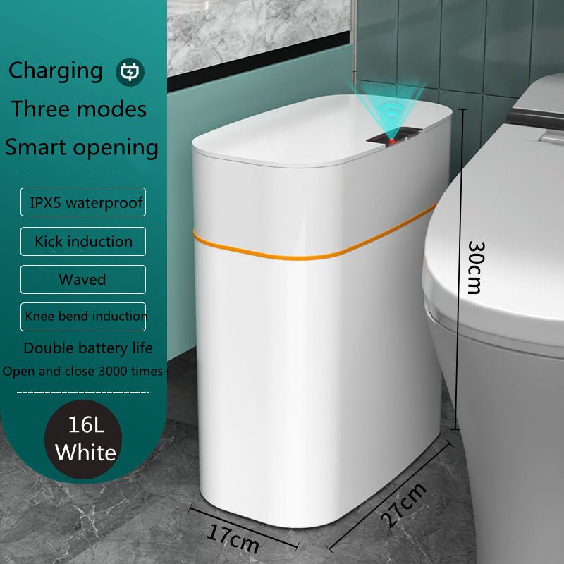 Smart Trash Can With Lid For Bedroom And Living Room Kitchen Storage Box Trash Can Induction Small Car Box Automatic Smart Dustbin Smart Trash Bin - Expo GWhite16L0